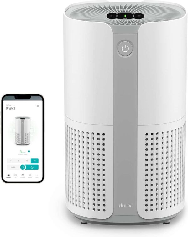 Duux Bright 2 Smart Luchtreiniger - 210 CADR geschikt voor 42m² - Air Purifier met Luchtkwaliteitsindicator en Ionisator - Wit (8716164992243)