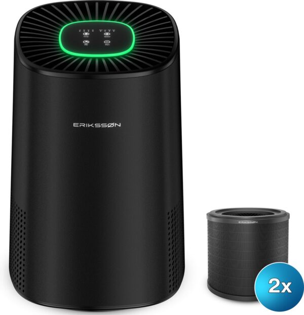 Erikss⌀n Luchtreiniger Air Purifier Elite - 2x HEPA-14 Filter - Zwart - 240 m3/u - Helpt tegen stof, hooikoorts, huisstofmijt en allergie - Met Hepa Filter - Met Ionisator (8720828027660)