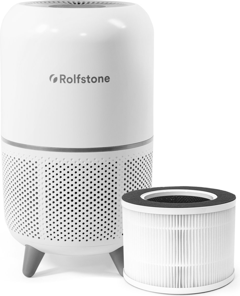 Rolfstone Air Balance - Luchtreiniger / Air Purifier met vervangbaar HEPA 13 filter + koolstoffilter - Werkt tegen huisstofmijt, hooikoorts, allergie, stof, - CADR: 160m3/h. - 3 standen + slaapstand en automatische stand - Luchtkwaliteit indicator (8719326139074)