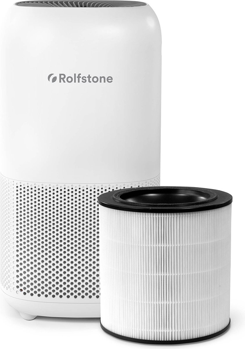Rolfstone Air Balance XL - Luchtreiniger / Air Purifier met vervangbaar HEPA 13 filter + koolstoffilter - Werkt tegen huisstofmijt, hooikoorts, allergie, stof, - CADR: 400m3/h. - 50m2 - Slaapstand en automatische stand - Luchtkwaliteit indicator (8719327716229)