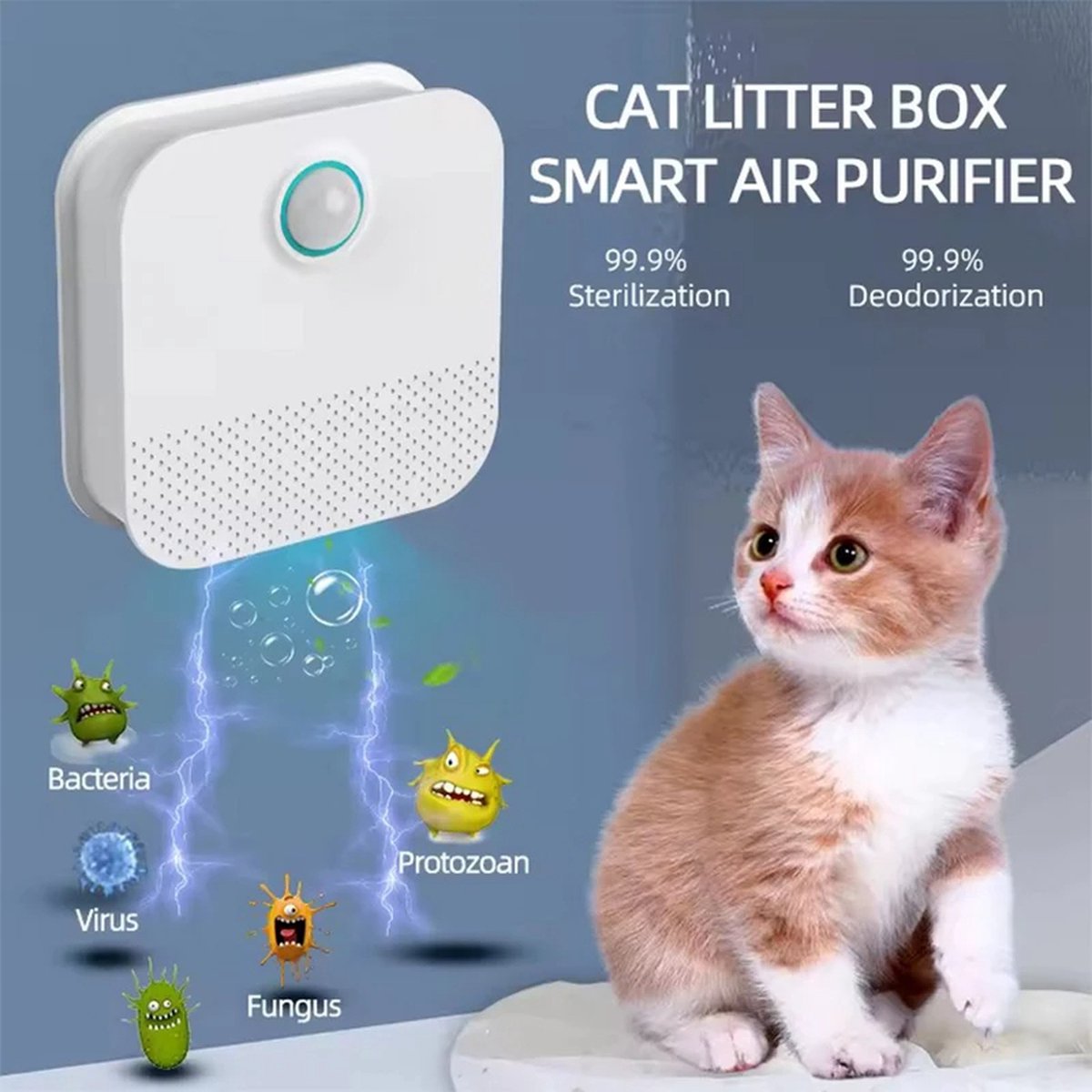 Smart Cat Geurverwijderaar voor Kattenbak - Luchtreiniger en Deodorizer voor Huisdieren, Kattenbakvulling Geurcontrole, Hond en Kattenbak Toilet, Geurverwijdering Kattenbak, Luchtverfrisser Kattenbak, Huisdier Geurverwijderaar (6152946656606)