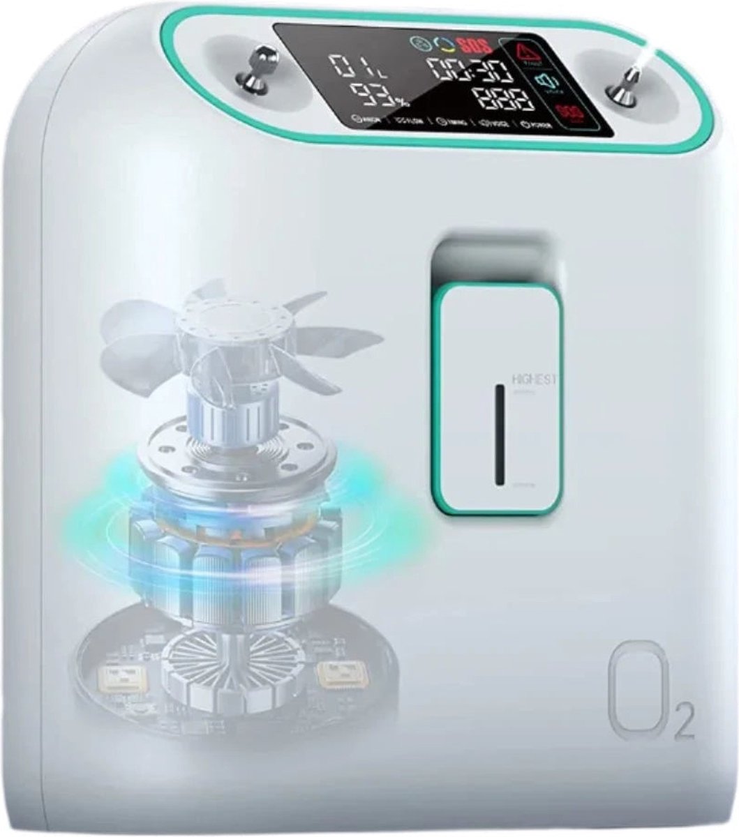 ZY-01 - Zuurstofconcentrator - Zuurstof Generator - Oxygen Concentrator - Zuurstofpomp - Luchtreiniger - Pollen - Zuurstof - Draagbaar - 93%+/-3% - 1L-8Lper min - Wit (8721297911528)