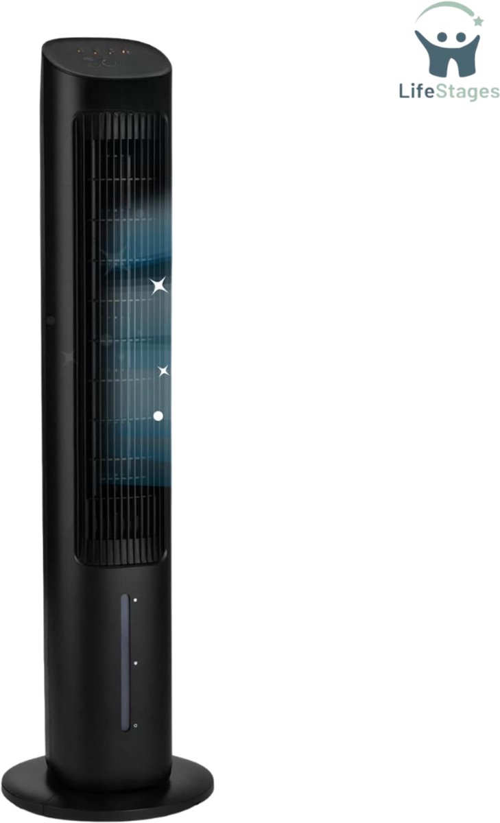 LifeStages - Mobiele Airconditioner Zonder Afvoer - 5-In-1 Mobiele Luchtkoeler Met Nachtmodus - Ventilator - Stil - Luchtbevochtiger En Luchtreiniger - Mobiele Airconditioner Zonder Uitlaatslang -Torenventilator (8721197555778)