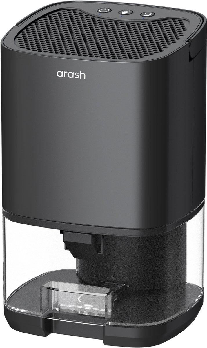 arash® Luchtontvochtiger - Ontvochtigt 450ML Per Dag - Luchtreiniger & Dehumidifier - Fluisterstil - Perfect voor Slaapkamer, Woonkamer, Badkamer & Kelder - Coloured LED - Zwart (8720892194633)