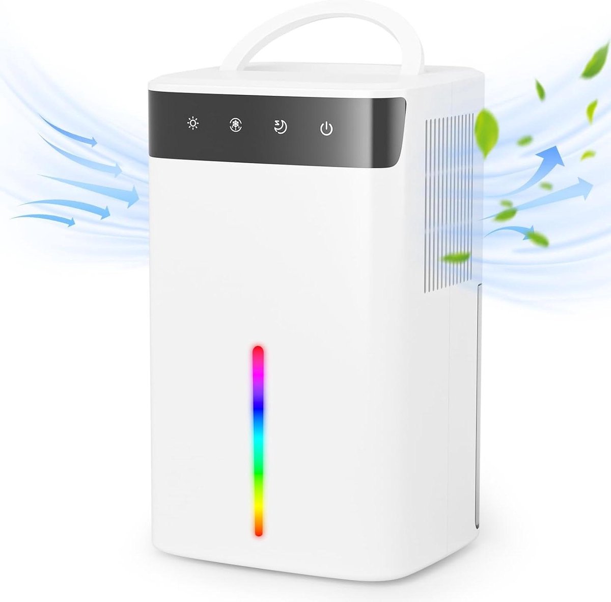 Elektrische luchtontvochtiger 26 liter stille ontvochtiger met functie ontdooien en slaapmodus 7 kleurlichten luchtreiniging - ideaal voor slaapkamer en kelder (6154523327398)