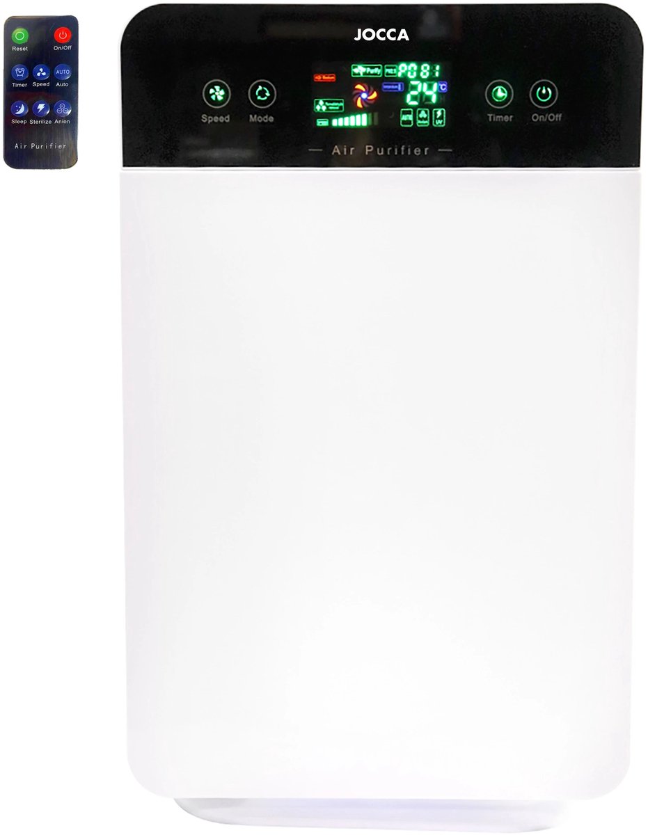 Luchtreiniger - Air cleaner - Airpurifier - Air purifier met DRIEVOUDIG Filter - Timer - Negatieve Ionenluchtreiniger - UV-Licht - Afstandsbediening - Vangt Allergenen, Rook of Ziektekiemen op en Verwijdert ze - Wit (8721359090819)