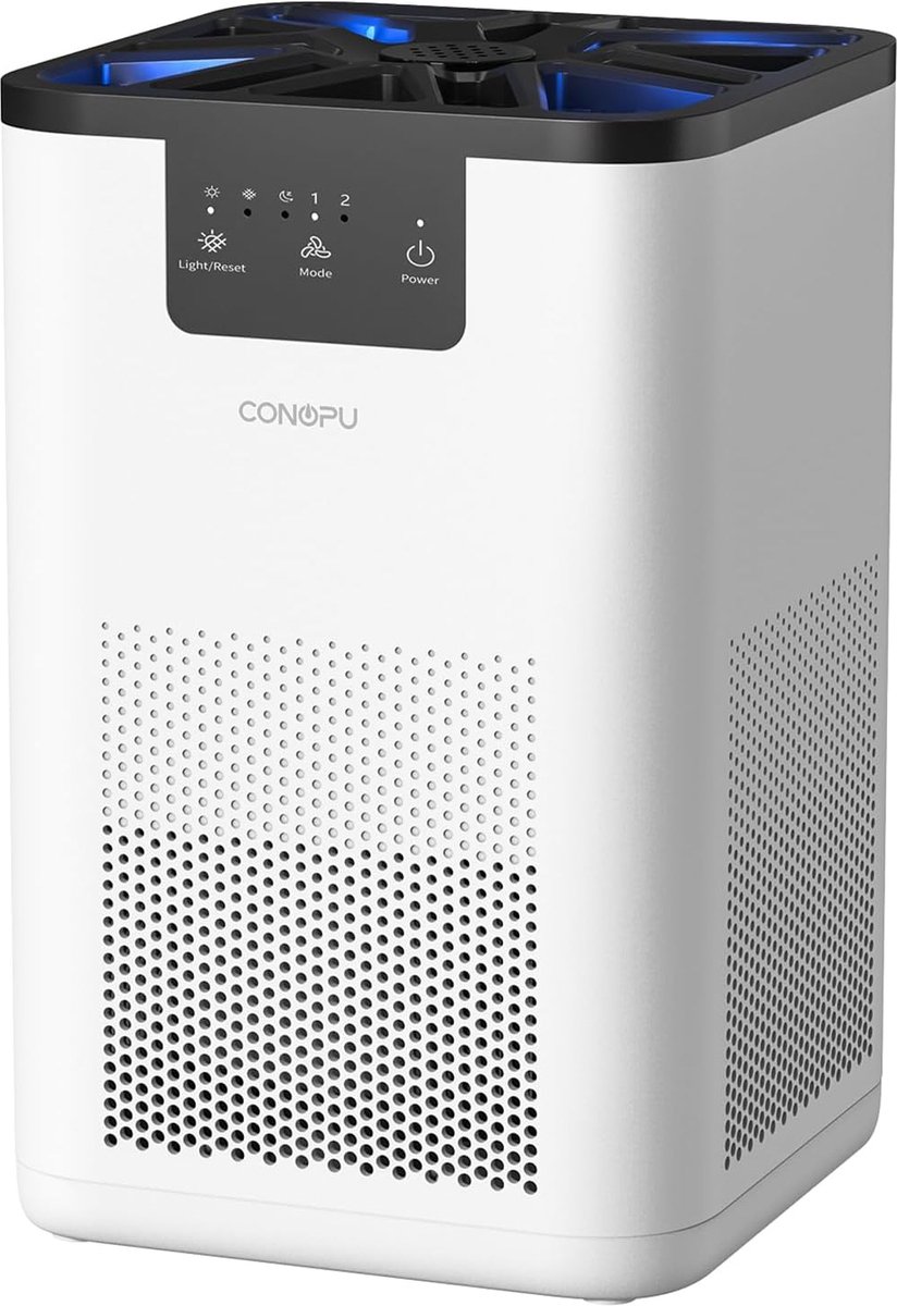 Luchtreiniger - HEPA H13 filter - Luchtreiniger met 3staps filtratie - Aromatherapie functie - Luchtfilter met nachtlamp - 20db - Voor slaapkamer en thuis - Wit - (6150929483478)