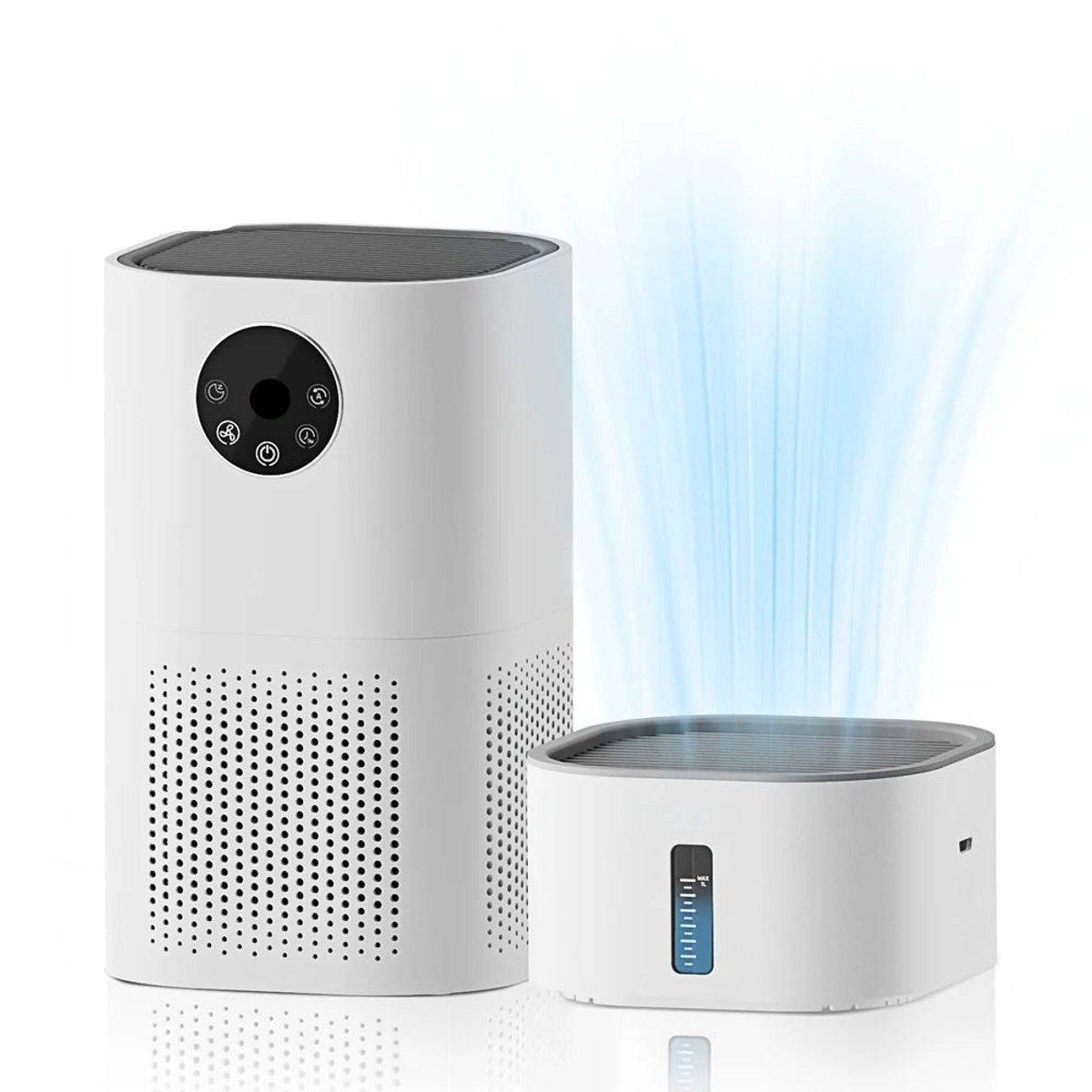 Luchtreiniger - met Luchtbevochtiger - Huisdierenhaar - en Rook - HEPA H13 Filter - 2-in-1 - Allergieën - Stil en Efficiënt - Geschikt voor Slaapkamer en Woonruimte - met Een Bevochtigercomponent (8721359033540)
