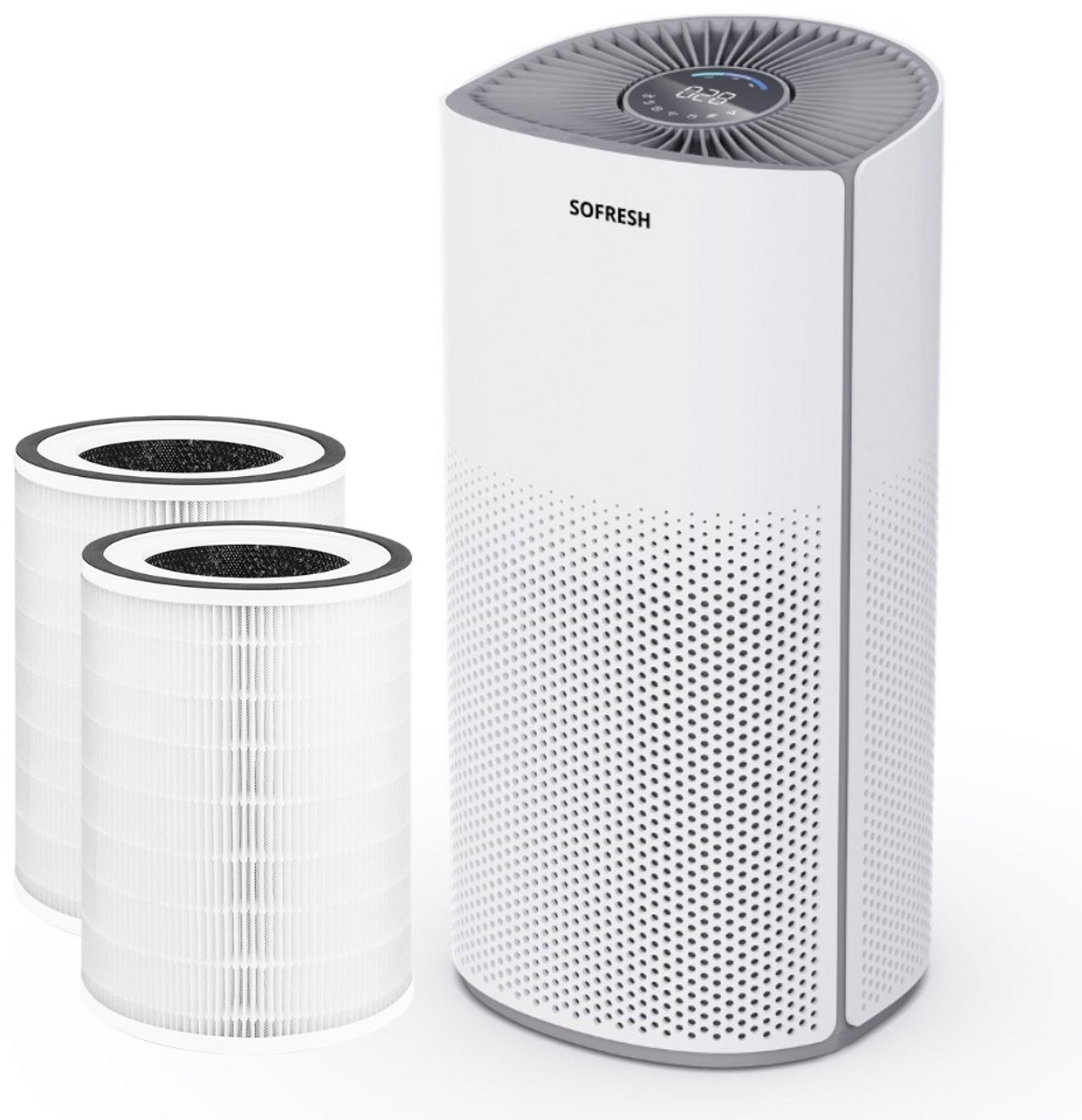 Sofresh luchtreiniger met app - 30 m² - Automatische stand + 6-in-1 filtersysteem - Luchtkwaliteitsindicator - Ionisator - UV - Luchtfilter - Air purifier met 2x HEPA-filter (8721325623140)