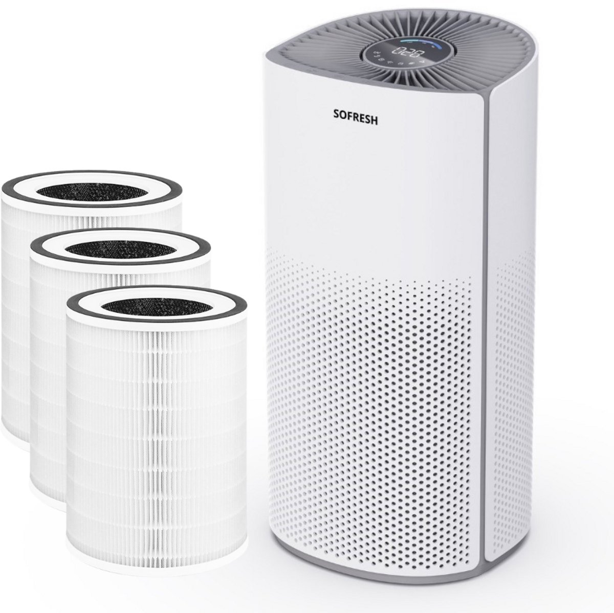 Sofresh luchtreiniger met app - 30 m² - Automatische stand + 6-in-1 filtersysteem - Luchtkwaliteitsindicator - Ionisator - UV - Luchtfilter - Air purifier met 3 HEPA-filter (8721325623157)