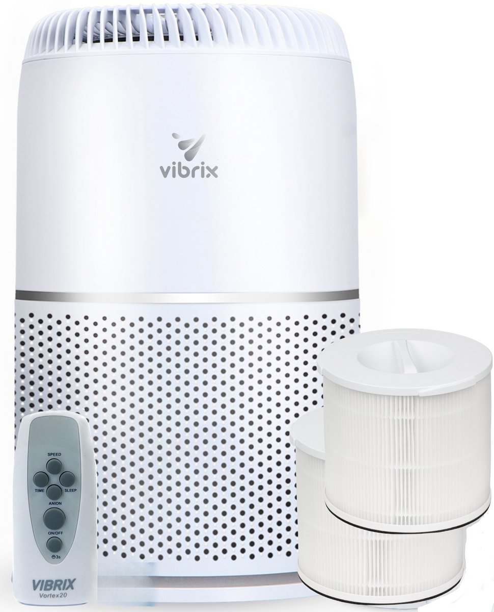 Vibrix Luchtreiniger Woonkamer - 50 m2 - 2X HEPA Filter - Ionisator - Luchtfilter - Air Purifier - Air Cleaner - Vortex20 - CADR 275m3/h (8719327535486)