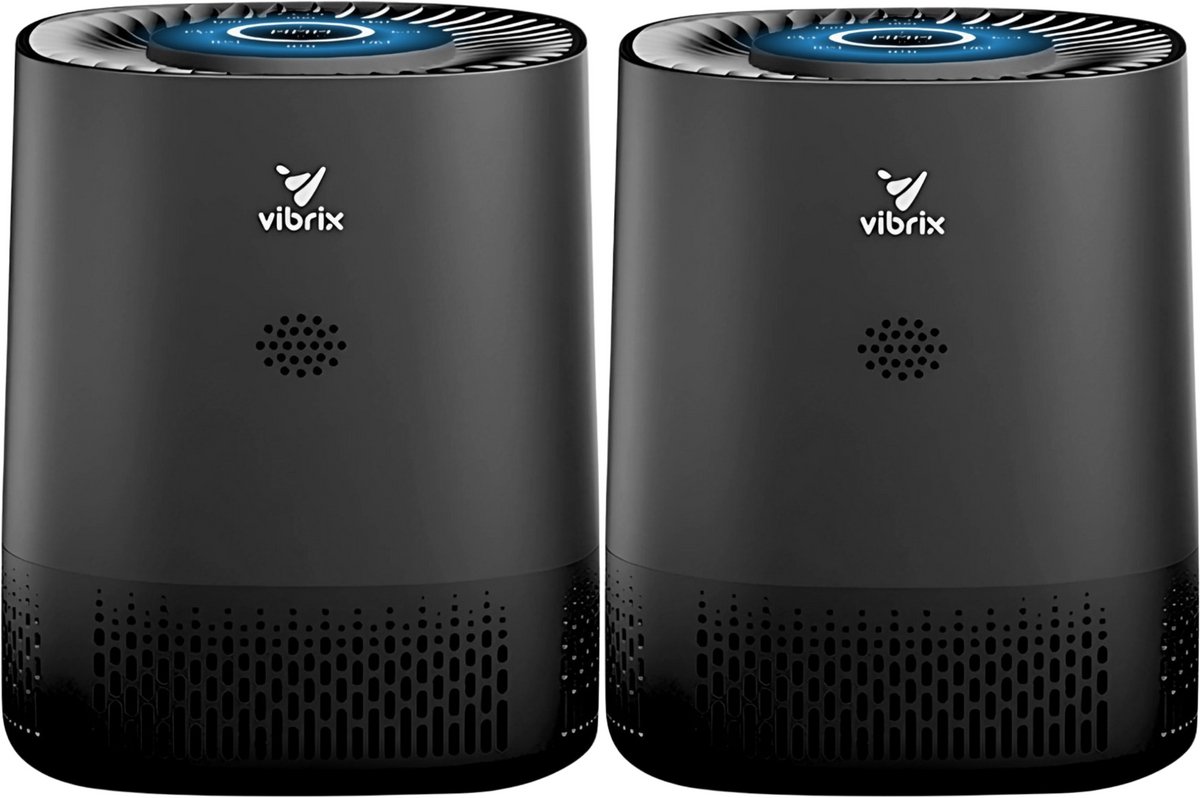 2x Vibrix PureFlow15 Pro luchtreiniger met APP - 15 m² - Automatische stand + 6-in-1 filtersysteem - Luchtkwaliteitsindicator - Ionisator - Luchtfilter - Air purifier met HEPA-filter (8721082170673)