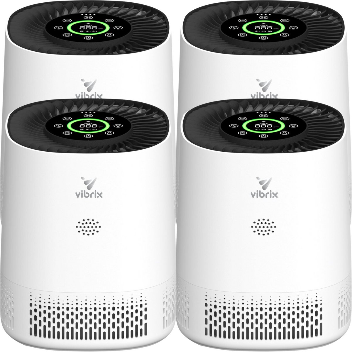 4x Vibrix PureFlow15 luchtreiniger met APP - 15 m² - Automatische stand + 6-in-1 filtersysteem - Luchtkwaliteitsindicator - Ionisator - Luchtfilter - Air purifier met HEPA-filter (8721082170642)