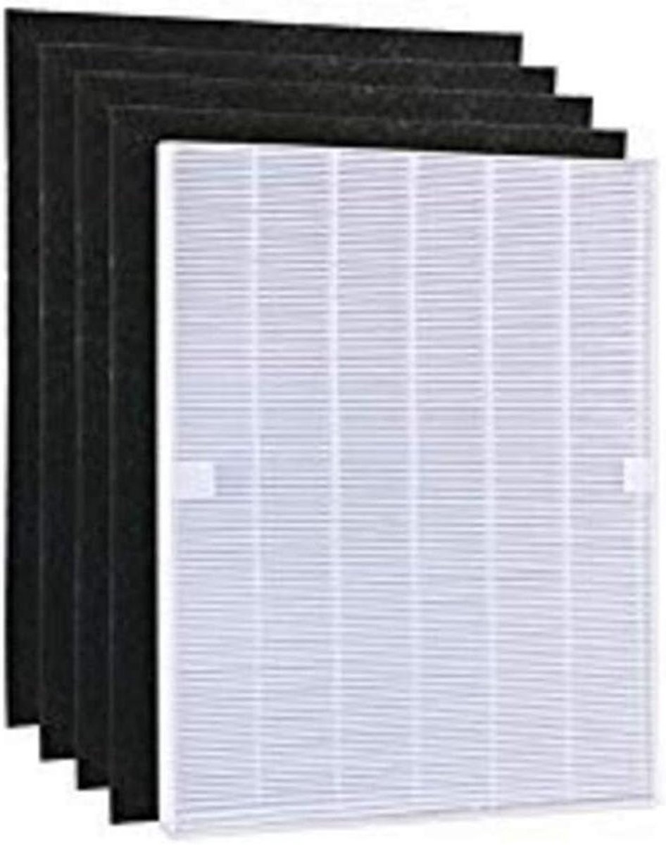 Allecto Plus - Luchtreiniger Onderdelen: 4 Stuks Carbon Pre-filters en 1 Stuk Hoofd HEPA Filter - Geschikt voor Winix 115115 5300 5500 6300 (8785327152589)