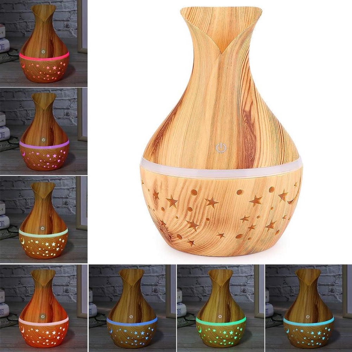 Aromatische essentiële olie luchtbevochtiger met kleurverlichting en luchtreiniging voor allergieën - Geschikt voor huid - ABS (8785300533732)