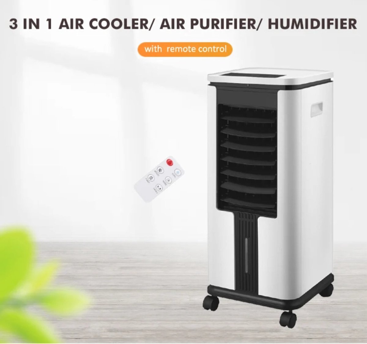 BIKO - 7 L - Luchtkoeler - Aircooler - Luchtreiniger - Mobiele Koelventilator - 3 in 1 Aircooler - 12 uur Timer - Met Afstandsbediening - Krachtig - 70 Watt - Airco - incl. 2 Icepacks - Wit (8720153251389)