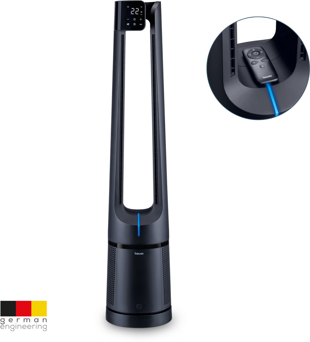 Beurer LV 500 PureFlow Luchtreiniger & Ventilator - 2-in-1 - Zonder Rotorbladen - HEPA H13 Filter - 12 Ventilatorstanden - 5 Programma's - Automatische Luchtkwaliteitsdetectie - Timer - Incl. Afstandsbediening - 3 Jaar Garantie (4211125105006)