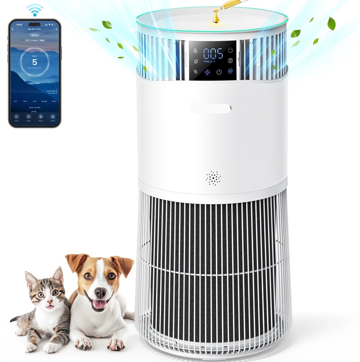 Luchtreiniger - Luchtzuiveraar - Air Purifier - Huisdier Allergie - H13 HEPA Filter - 843 m³/uur - 57 dB - Actief Koolfilter (8721391017935)