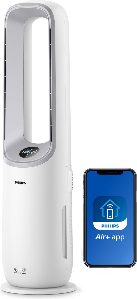 Philips Air Performer - 2-in-1 Luchtreiniger en Ventilator AMF765/10 - Tot 70m2 - Met NanoProtect HEPA en actief koolstoffilter - App Connected - Afstandsbediening - Wit (8720389019395)