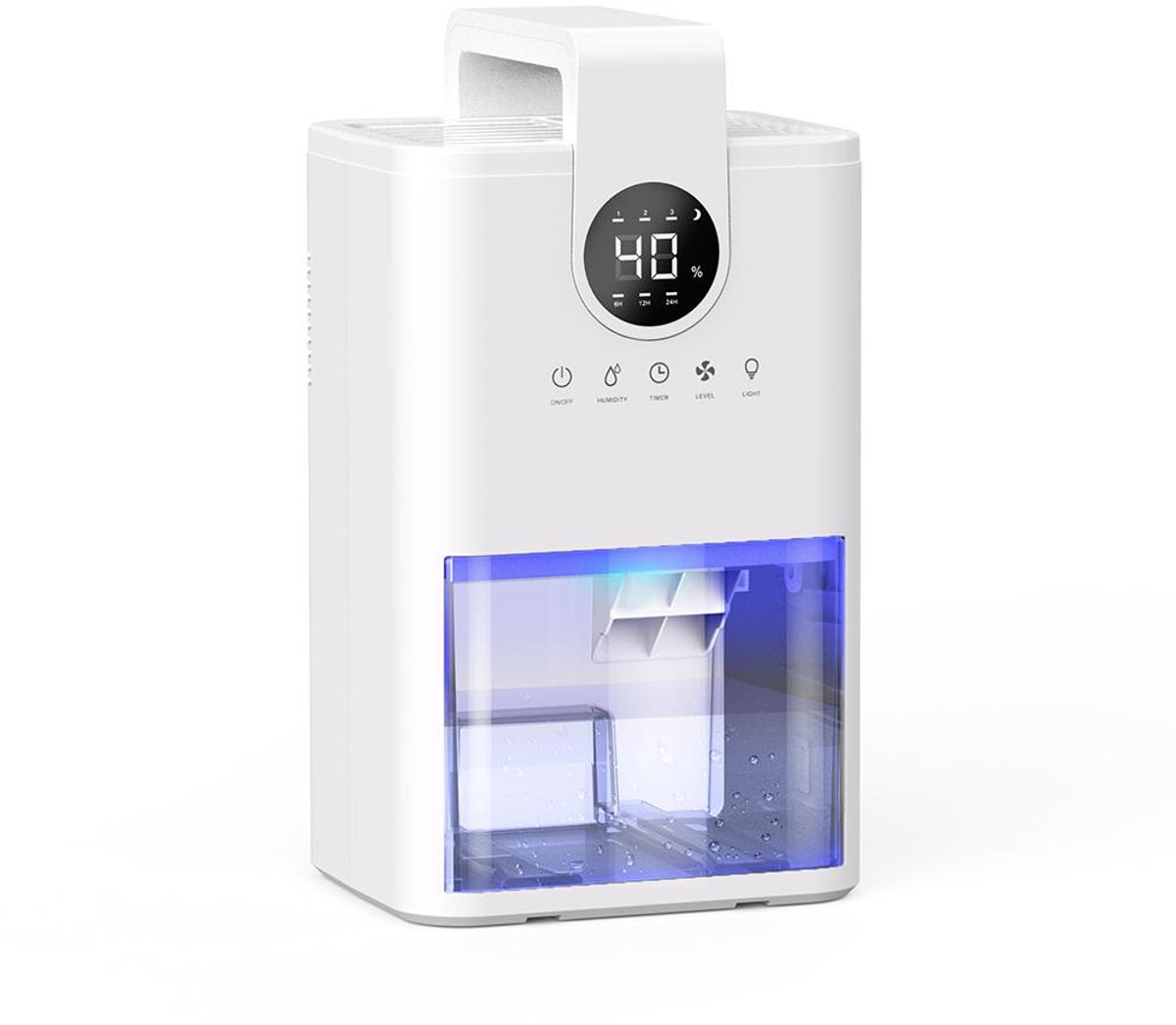 Gloovon Luchtontvochtiger en Luchtreiniger - Ontvochtigt 1 liter per dag - LED - Geschikt Voor Woonkamer, Slaapkamer & Badkamer - Wit (6265840520222)