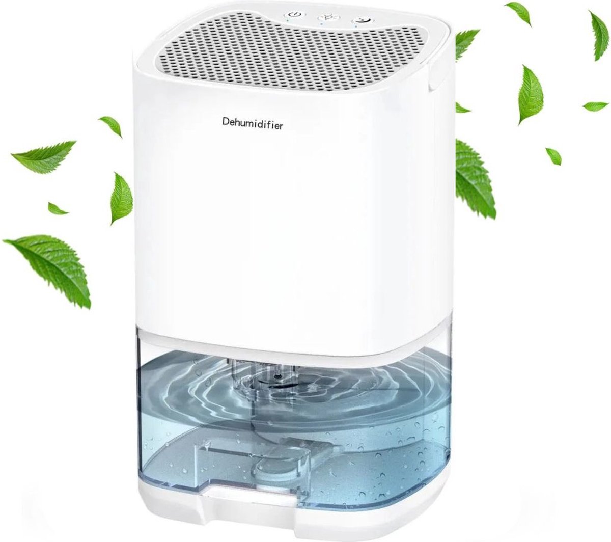 Luchtontvochtiger - Luchtontvochtiger en luchtreiniger - Luchtontvochtiger slaapkamer, badkamer, kelder, huis - 2in1 - Ontvochtiger - Wit - Klein - Stil - Dehumidifier - Sfeervolle Verlichting-wit (8720844041992)