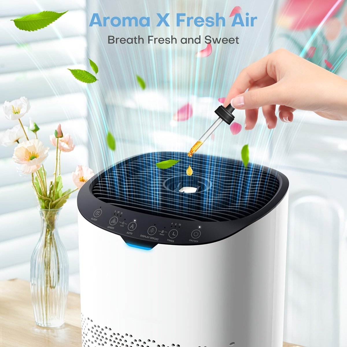 Luchtreiniger - Luchtzuiveraar - Air Purifier - Luchtfilter - HEPA-filter - 300 m³/u CADR - Stil Met App & Spraakbesturing - Wit (8721391077427)