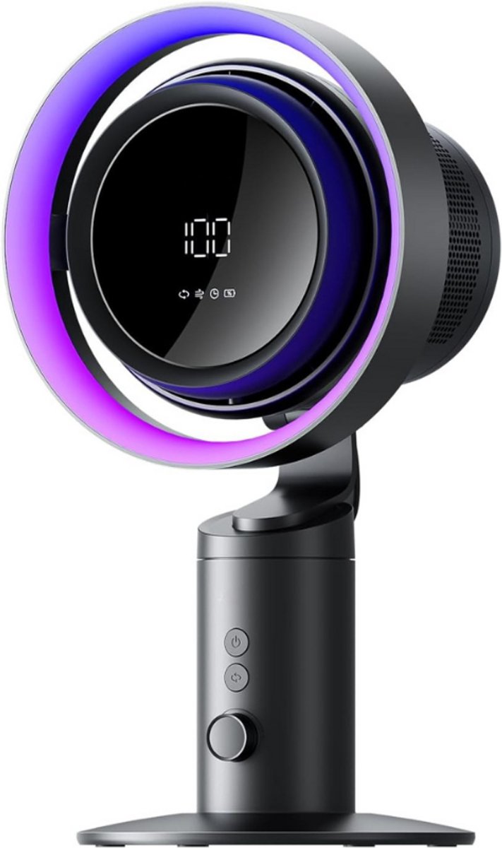 Tafelventilator Pro3 3-In-1 Turbo Ventilator Met Luchtreiniger - RGB Licht - H11 HEPA Filter - 100 Instelbare Snelheden - 10000 mAh Oplaadbare Batterij - Krachtige Oscillerende Luchtstroom Voor Elke Ruimte (8721392701574)