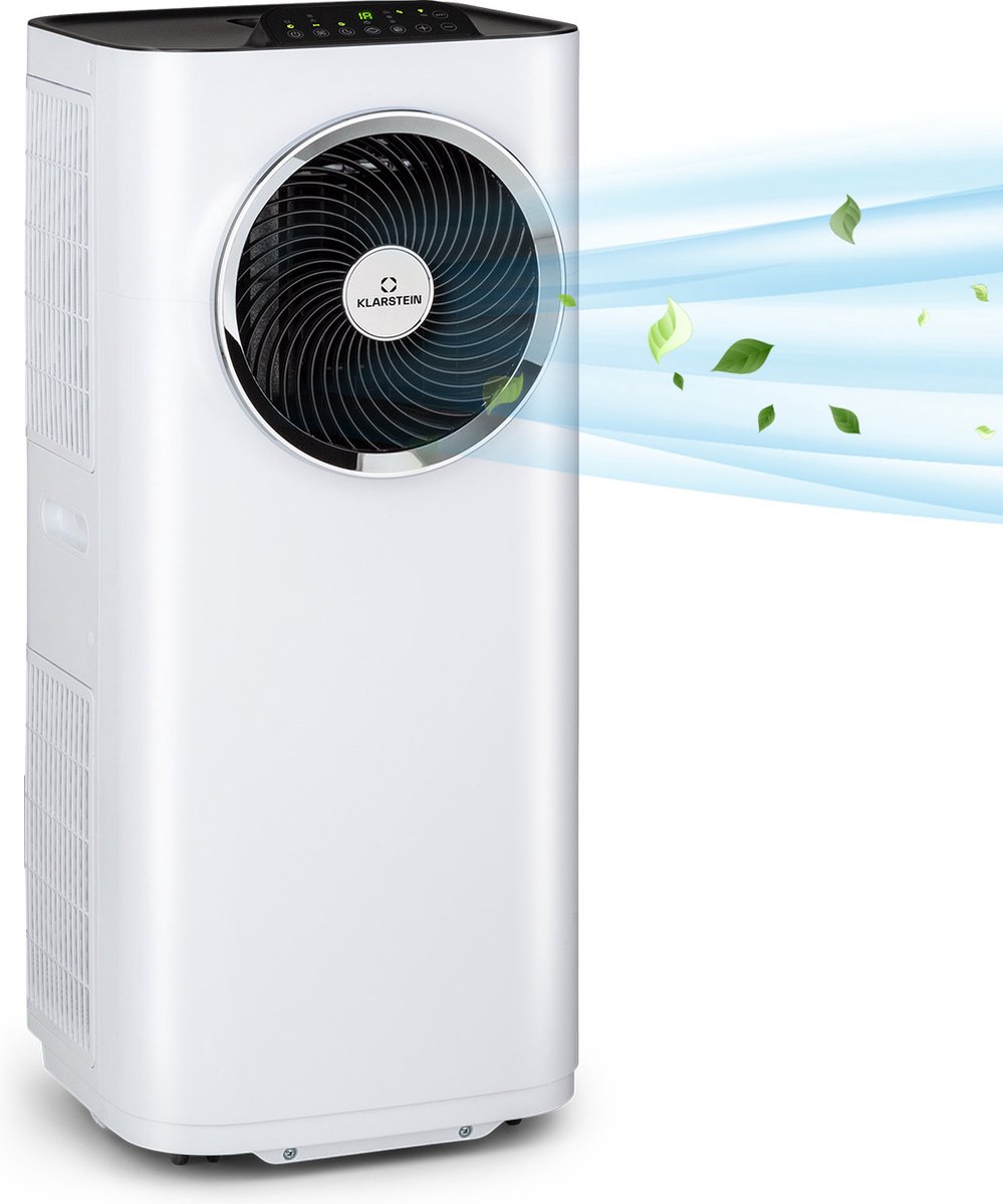 Klarstein mobiele airconditioner, 5-in-1 airconditioner, ventilator, luchtontvochtiger, luchtreiniger & nachtmodus, app-bediening, vlakke airconditioner met luchtafvoerslang, airconditioner, 11.500 BTU, wit (4060656505218)