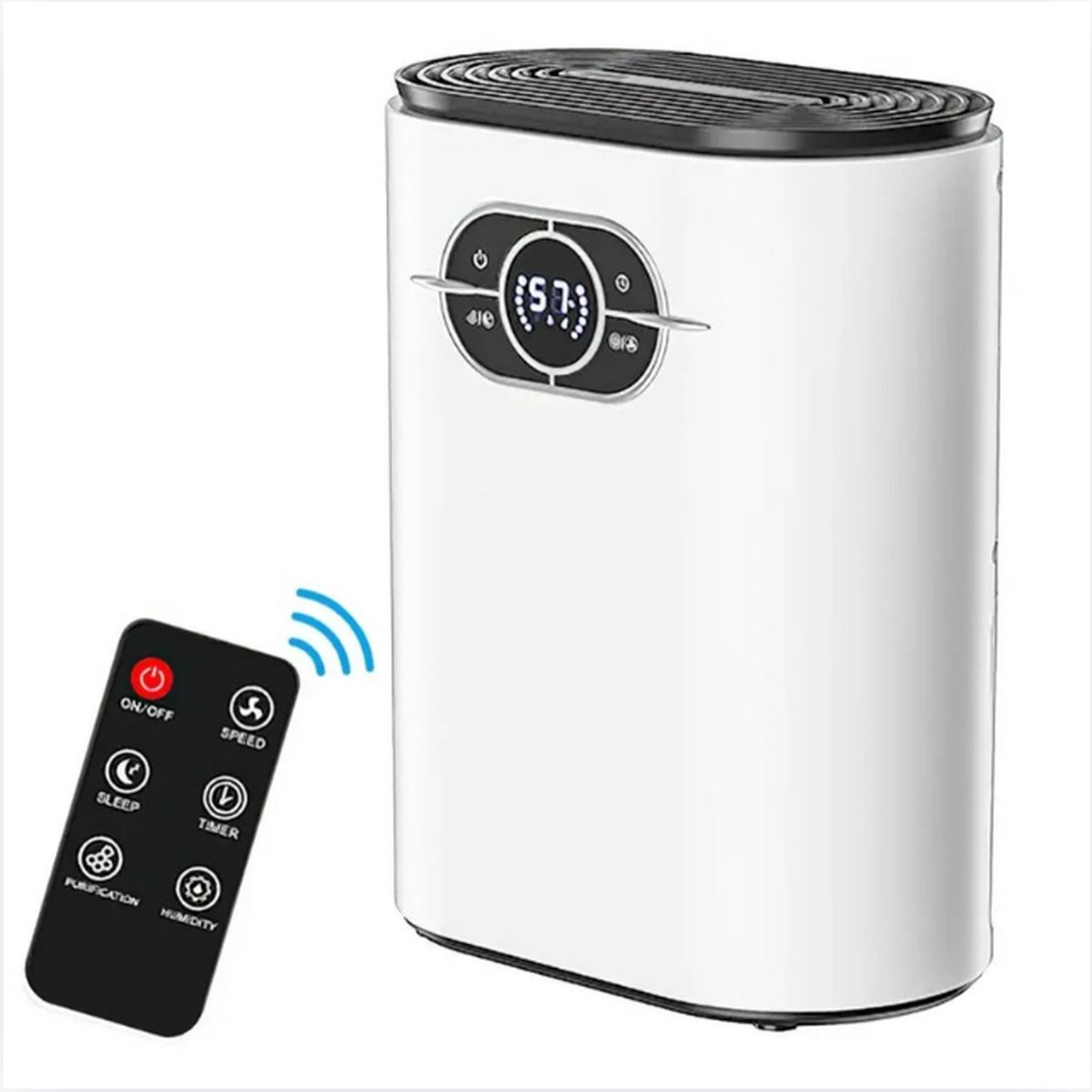 Luchtontvochtiger en luchtreiniger - Vochtvreter Electrisch Met Automatische Uitschakeling - Vochtopnemer Met Negatieve Ionen - Vochtvanger Compact Formaat (8721022269108)