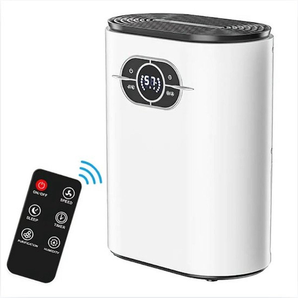 Luchtontvochtiger en luchtreiniger - Vochtvreter Electrisch Met Automatische Uitschakeling - Vochtopnemer Met Negatieve Ionen - Vochtvanger Compact Formaat (8785307286815)