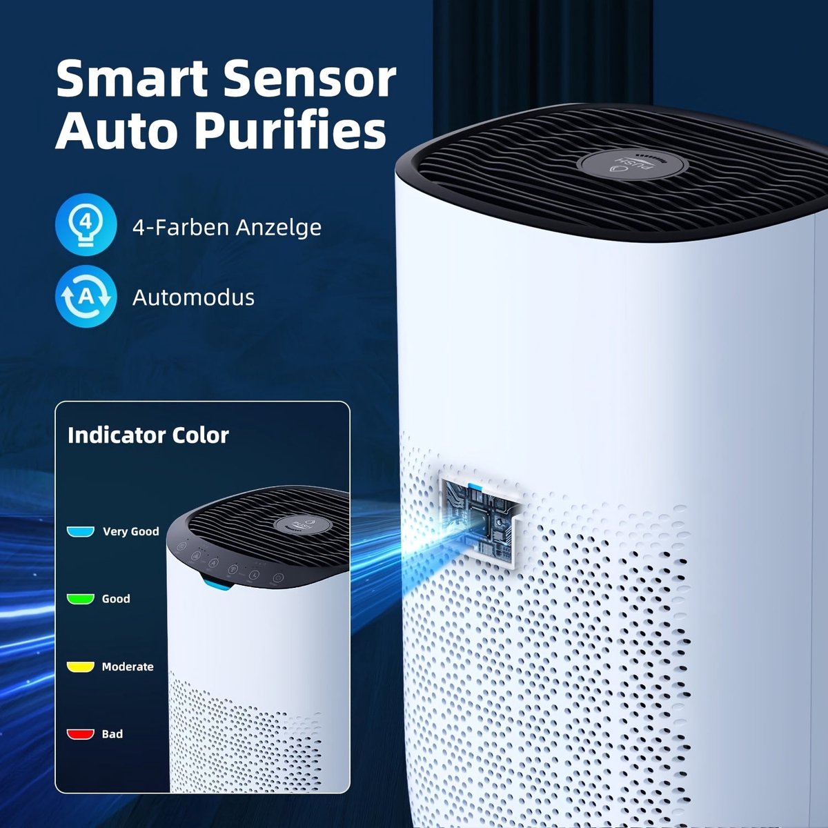 Luchtreiniger - Luchtzuiveraar - Air Purifier - Luchtfilter - Luchtverfrisser - HEPA H13 Filter - Aromatherapie - Ultrastil 28 dB - Voor 60-120 m² - 300 m³/h - Slimme App & Spraakbediening (8721391107162)