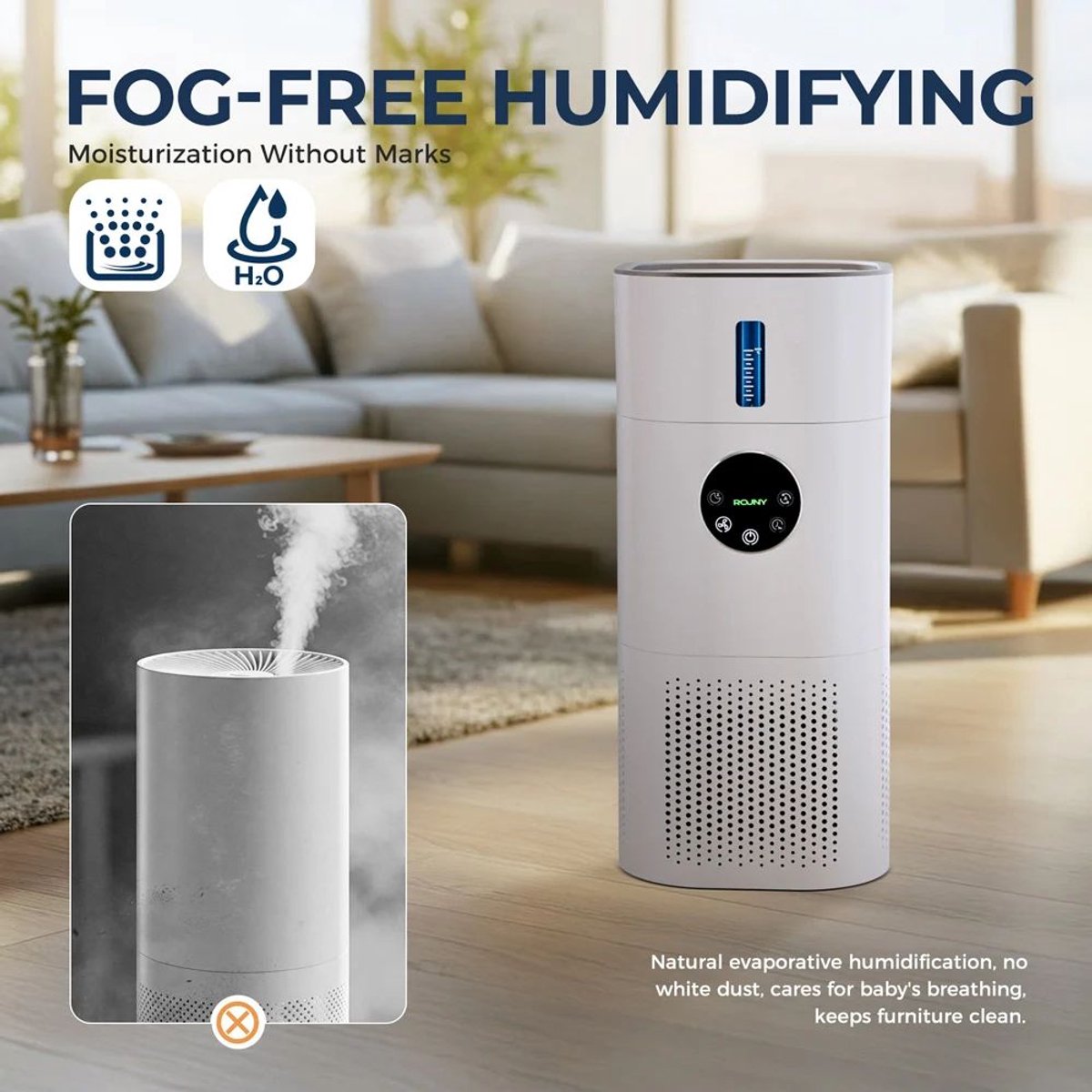 Sattire Luchtreiniger & Bevochtiger 2-in-1 - H13 HEPA-filter - Tegen Allergieën, Huisdieren & Rook - Slaapkamer (8785326658839)