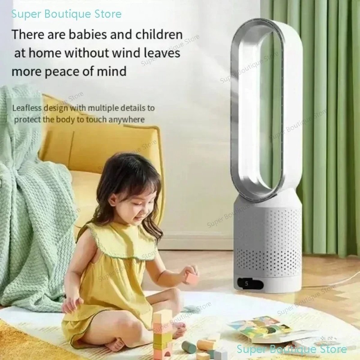 TrendWave Bladloze luchtreiniger - Luchtzuivering & Circulatie - Ultrastil - Luchtzuiverings apparaat huis - Vloermodel - Wit (8721398475141)