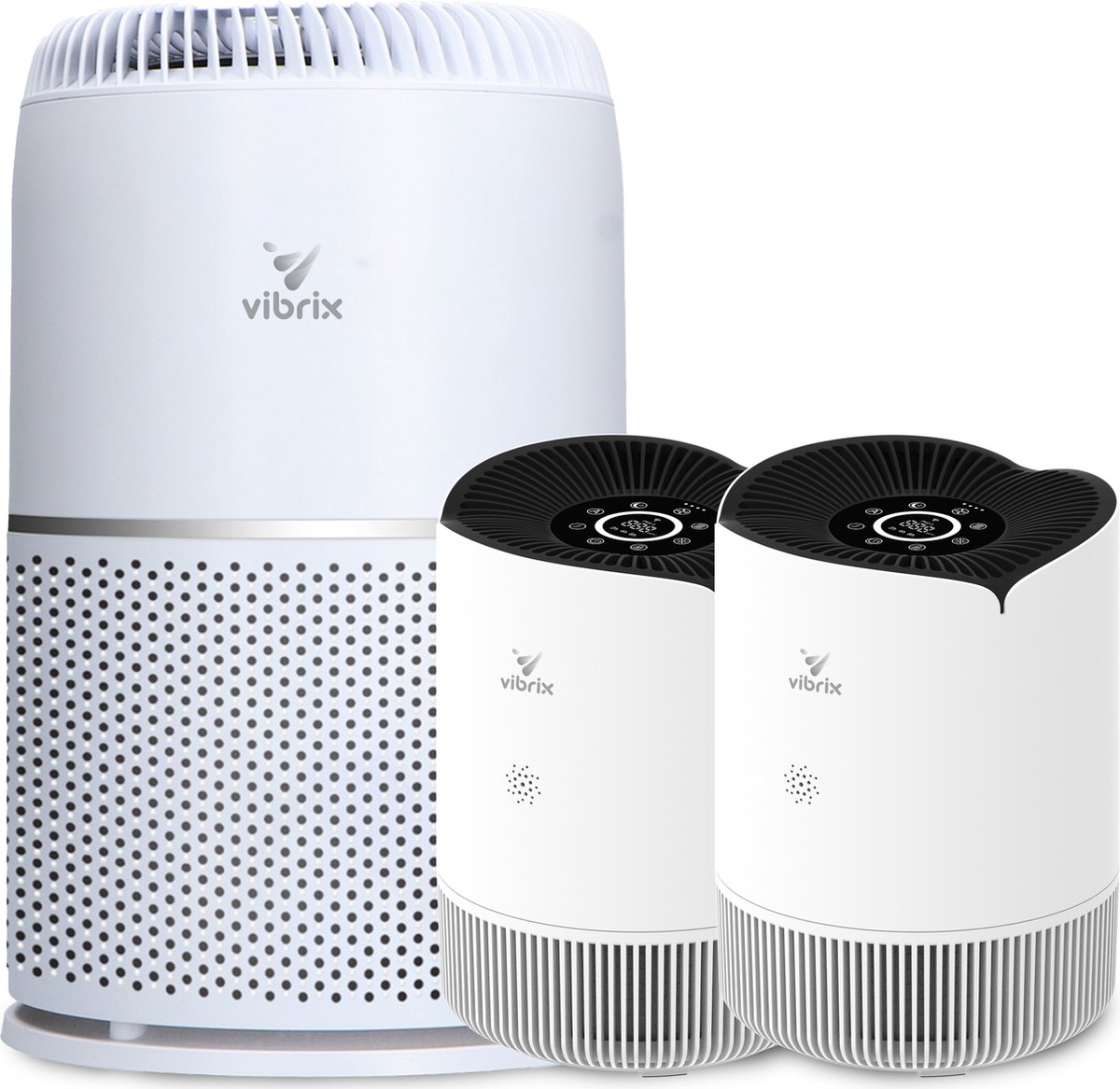 Vibrix Luchtreiniger Set B - Woonkamer en Slaapkamer - HEPA Filter - Ionisator - Luchtfilter - Air Purifier - Air Cleaner - PureFlow30 - Vortex20 (8721082170192)