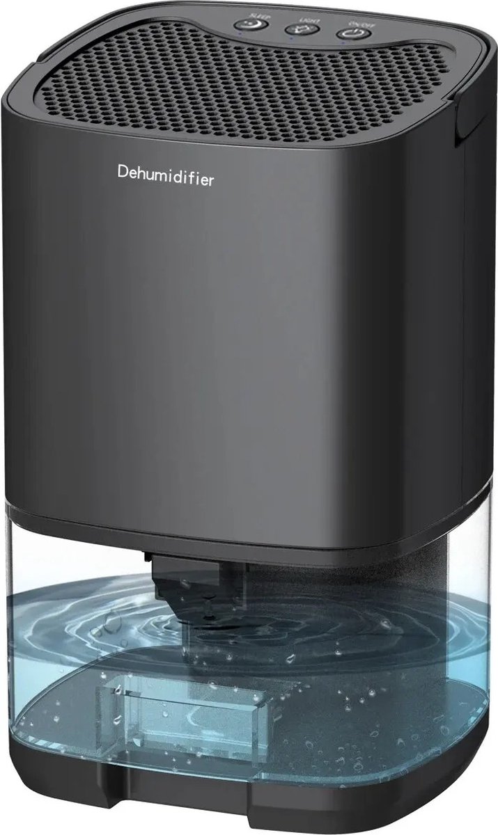 X-Qlusive Draagbare Luchtontvochtiger - Luchtontvochtiger Slaapkamer/Woonkamer/Badkamer/Keuken/Kantoor - Luchtreiniger 1000ml/dag - Ontvochtiger - Dehumidifier - 15 tot 25 m2 - 7 kleuren LED verlichting - Kleur Zwart (6150535014073)
