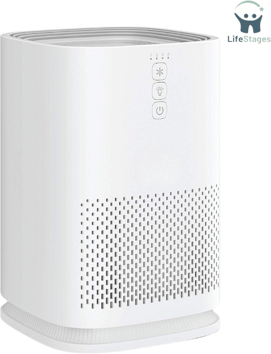 LifeStages - Air Purifier - Luchtreiniger - HEPA Filter True H13 - Dekking 18 m² - Allergenen - Rook - Stof - Geur - Pollen - Huisdierschilfers - 99,9% Verwijdering Van 0,1 Micron (8721197561816)