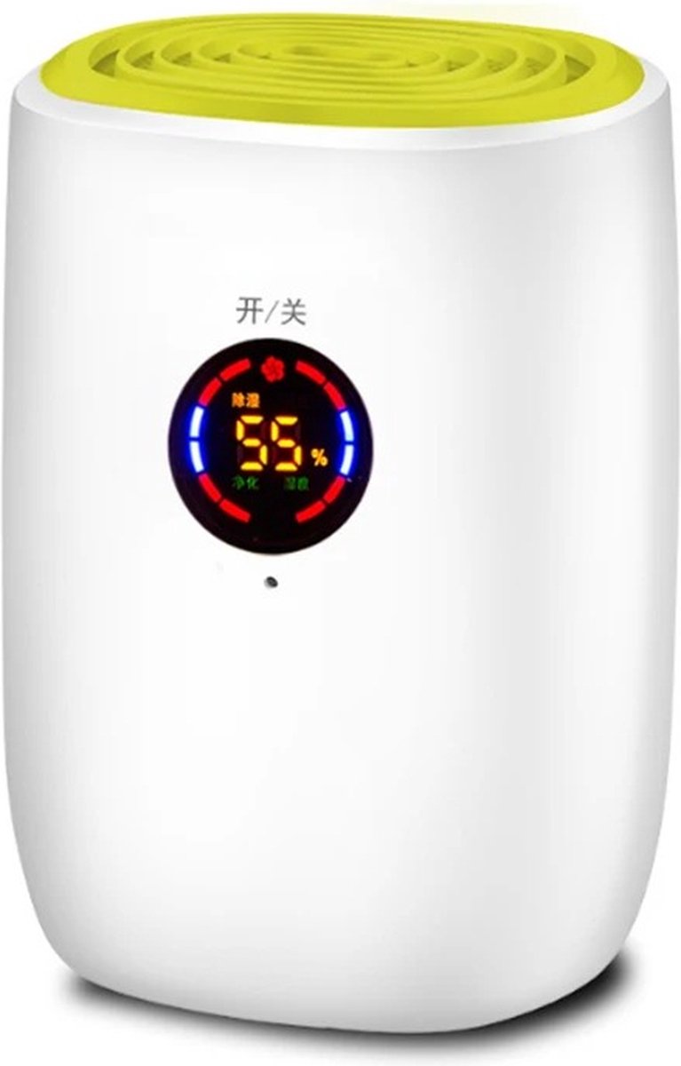 Luchtontvochtiger - Luchtreiniger - Draagbaar - 800Ml - Led Display - Automatische Power-Off - Wit met groen (6151027358347)