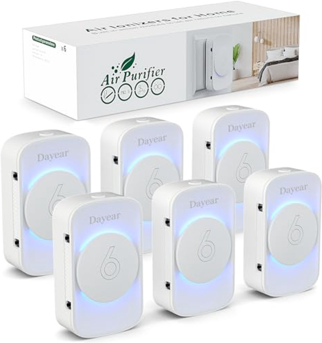 Mini Luchtreiniger met Negatieve Ionen voor Thuis - 3 LED Verlichtingsmodi en Geurverwijdering (6153911756703)
