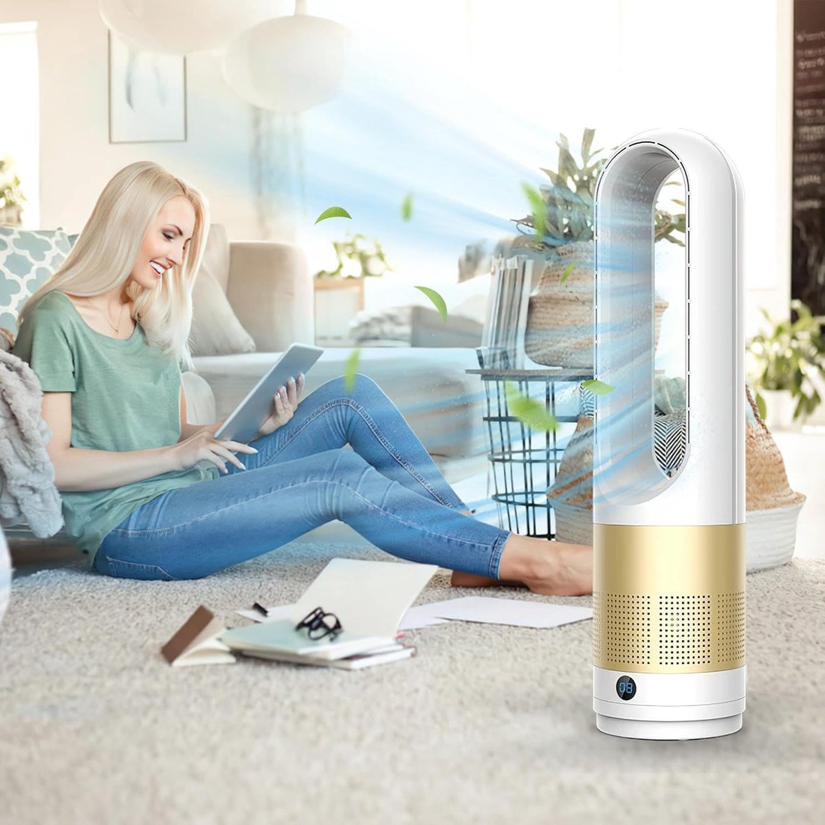 Torenventilator zonder bladen met luchtreiniger en afstandsbediening - Stil en energiezuinig (6154438816819)