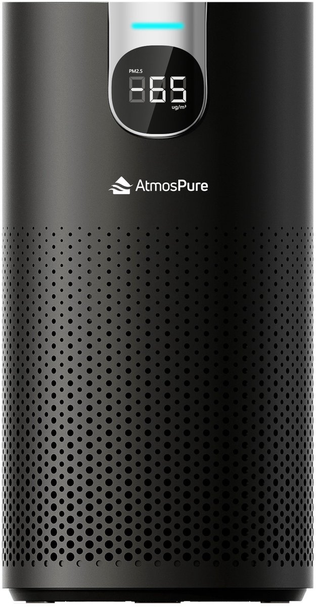AtmosPure Luchtreiniger - Air Purifier met vervangbaar HEPA 13 + Koolstof filter - CADR 260 m³/h - Zwart - Voor 55 m² - Werkt tegen huisstofmijt, hooikoorts, allergie, -3 standen + stille slaapstand - Luchtkwaliteit Sensor (8721398506005)