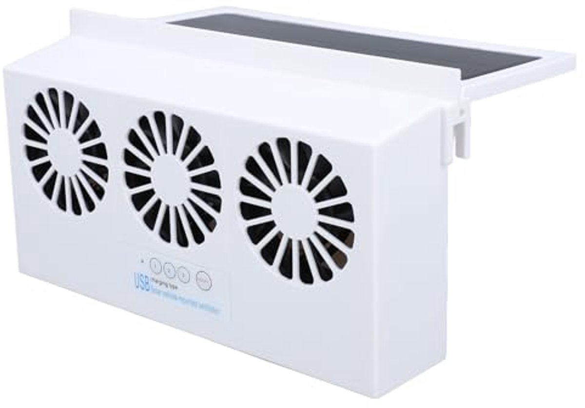 Auto-uitlaatventilator, 4500 Tpm, 3 Ventilatoren, Auto-ontluchter, Radiatorventilatoren op Zonne-energie, USB-aangedreven, Energiebesparend, Stille Autoruitkoeling, Luchtreiniger (6153600670617)