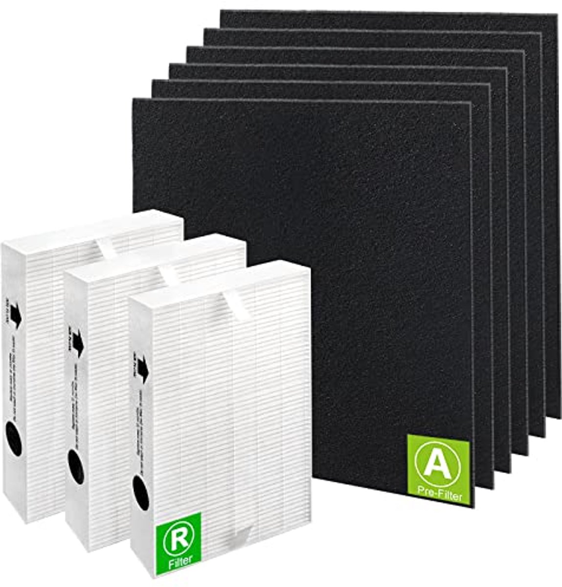 HEPA vervangende filters voor luchtreinigers - 3 x Hepa-filters + 6 x koolstoffilters (6154031768768)