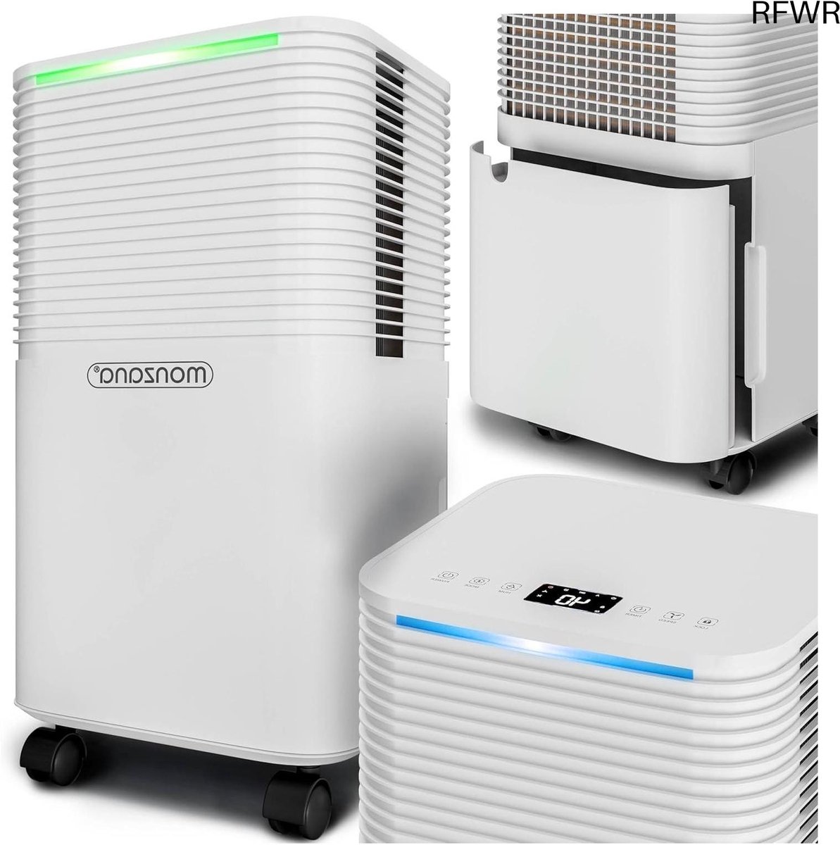 RFWR® Elektrische Luchtontvochtiger 12L/Dag voor Ruimtes van 15-20m² - LED-Display, 24-uurstimer, Luchtreiniger (8721316275297)
