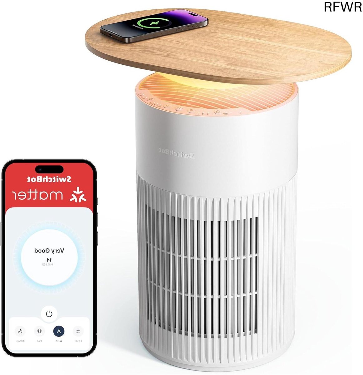 RFWR® Luchtreiniger met App-Bediening en Nachtlampje, CADR 400m³/h, HEPA-Filter, Verwijdert 99.97% van Schimmel en Stof, Huisdiermodus, Slaapmodus (8721316232559)