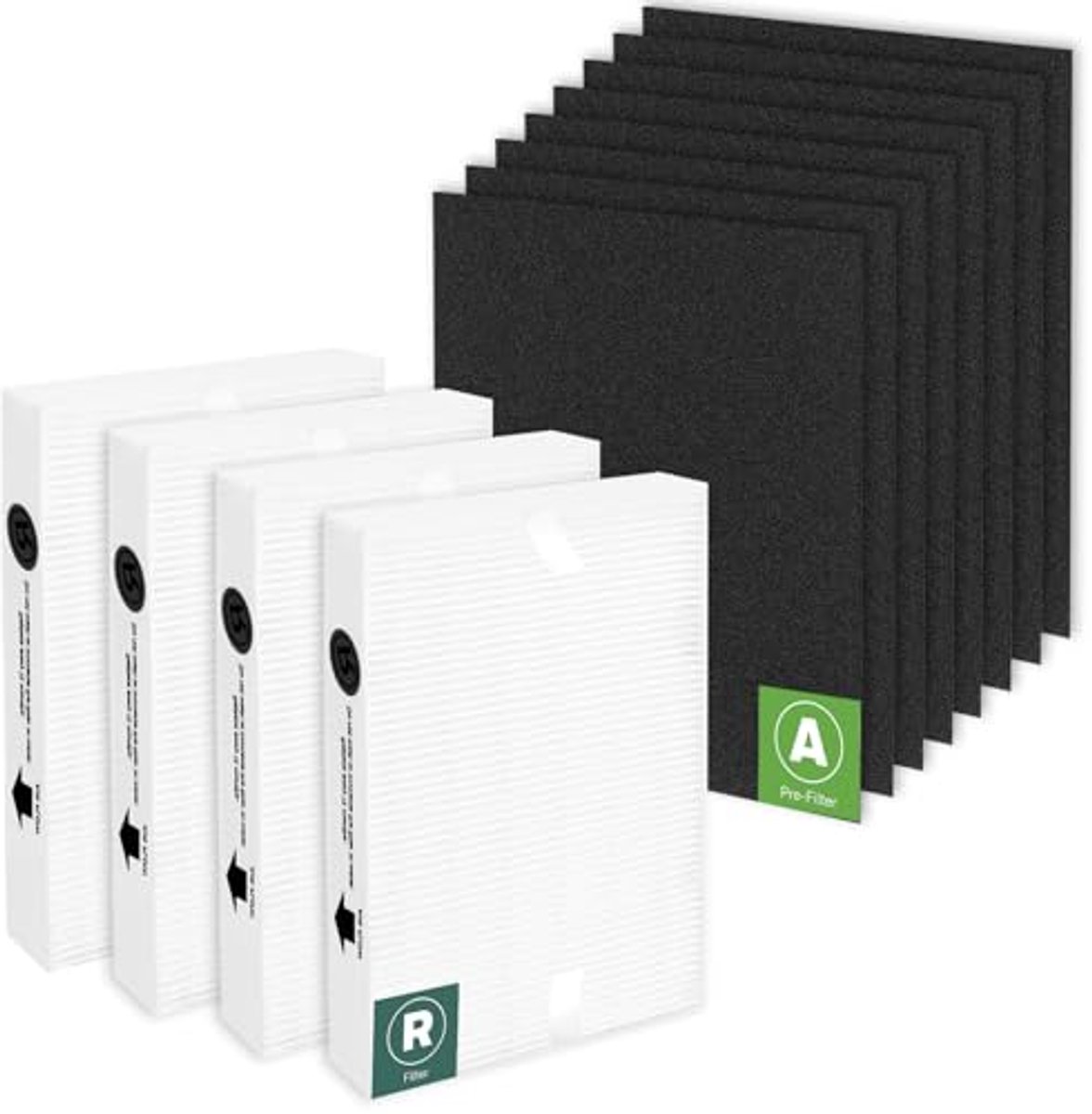 Vervangende Filters voor Luchtreinigers - Compatibel met Diverse Modellen - HEPA R-Filters en Actieve Kool Voorfilters (6154031767716)