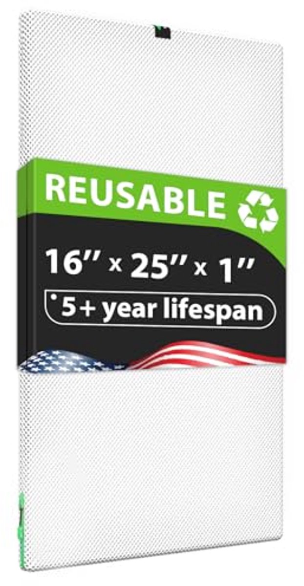 Wasbaar en herbruikbaar luchtfilter 16 x 25 x 1 voor AC HVAC-oven - MERV 8 luchtreiniger (6154021327302)