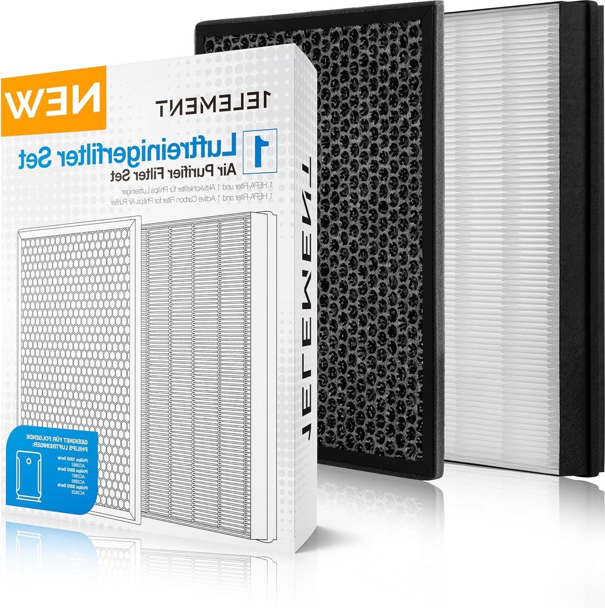 1 actief koolfilter - Philips luchtreiniger AC2882 AC2887 AC2889 AC3829 - Vervangt FY2420 - allergie tegen virussen - HEPA filter - actieve kool (8785302552618)