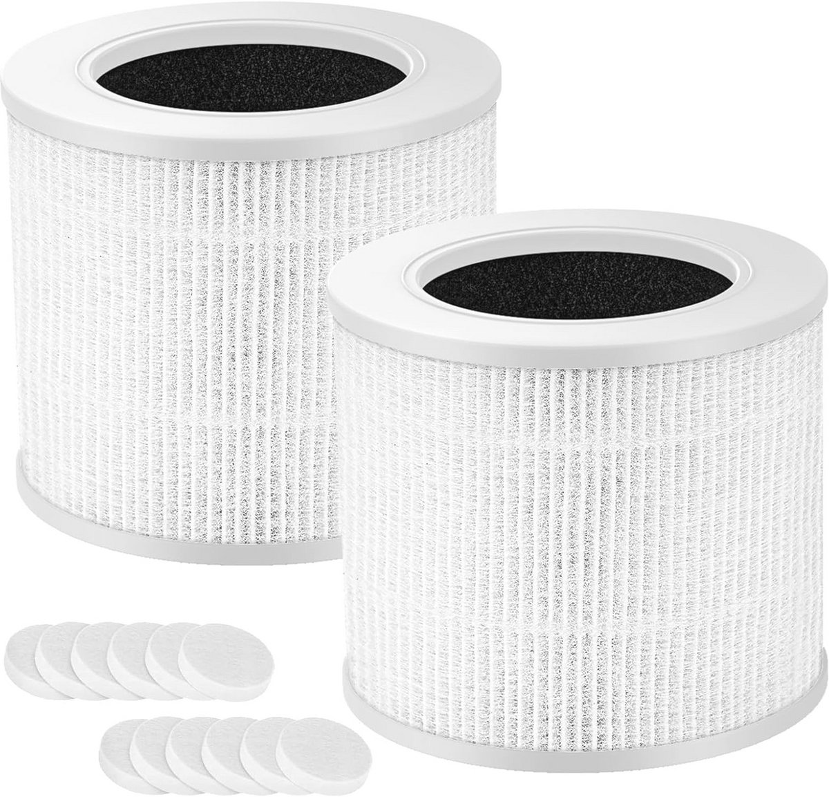 2 Pack H13 True HEPA-filters voor Mini Luchtreinigers - 3-in-1 Vervangingsfilters met Actieve Koolstof (9101020085686)