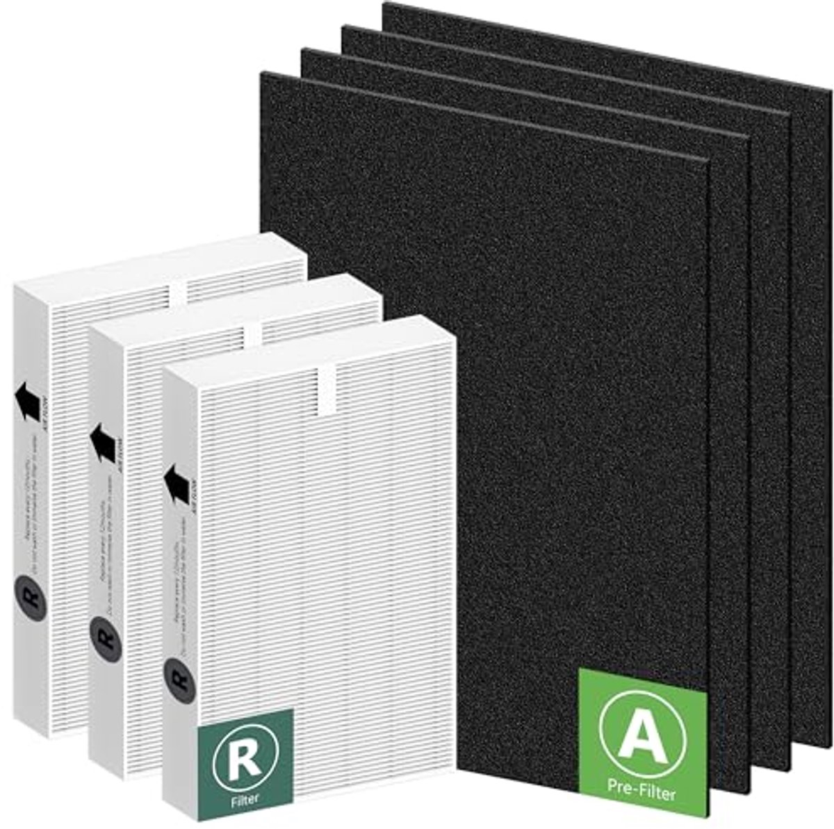 HEPA-filtervervanging voor luchtreinigers HPA300-serie - 3 HEPA-filters en 4 actieve koolstoffilters (6154031993900)