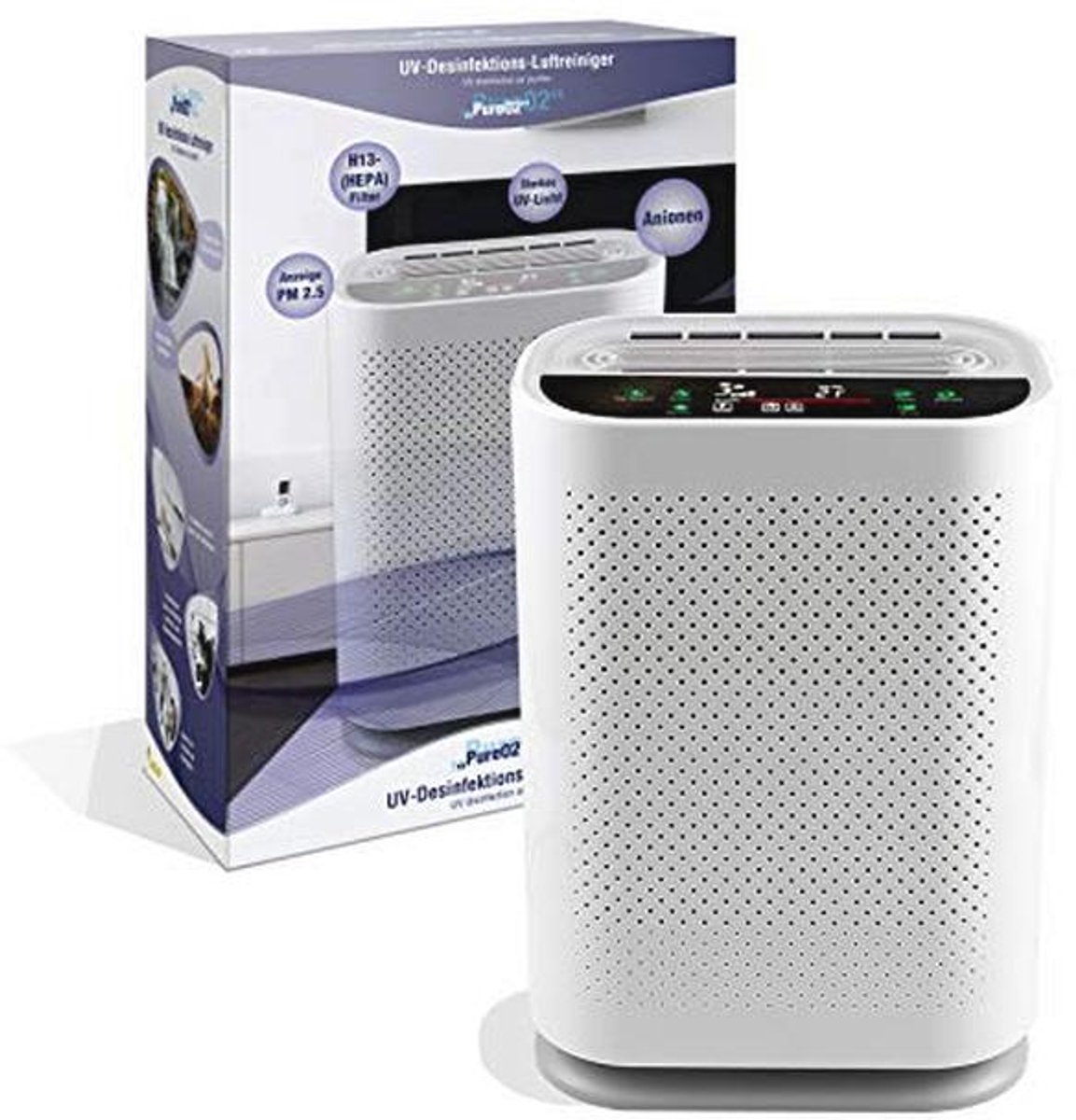 Luchtreiniger met UVC-lamp en dubbele luchtstroomtechnologie voor allergiebestrijding en geurverwijdering in middelgrote ruimtes tot 80 m² (9101007340753)